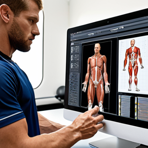 Home 18 **Image Prompt:** A sports rehabilitation expert working with an athlete, showcasing personalized rehabilitation plans with modern technology like biomechanics and data analysis. Focus on the importance of understanding the athlete's specific needs and monitoring progress.