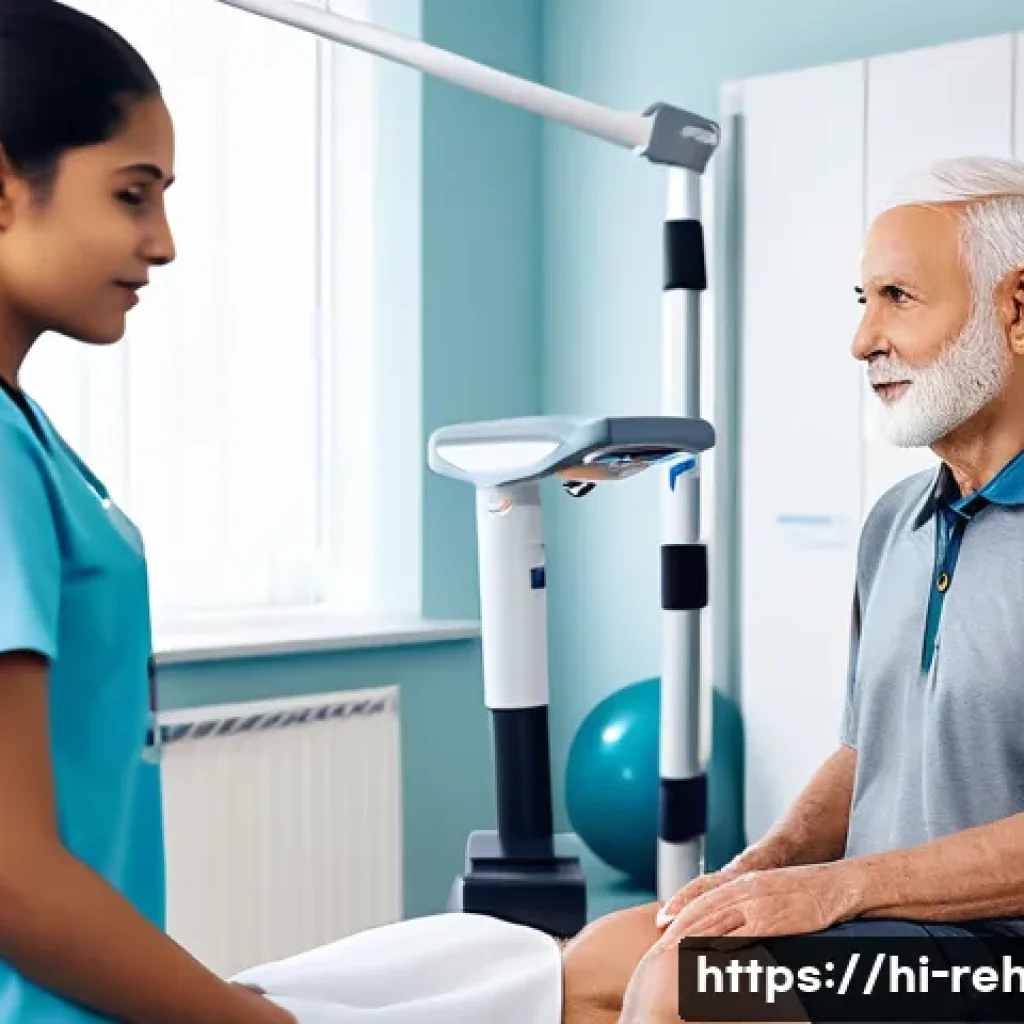 스포츠재활사 필수 실습 경험 - A professional sports rehabilitation clinic scene showing a diverse group of patients including an a...