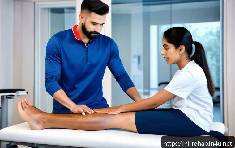 스포츠재활사 온라인 스터디 참여법 - A professional sports rehabilitation therapist demonstrating manual therapy techniques on an athlete...